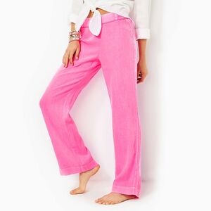 Lilly Pulitzer Deri Linen Pants Aura Pink M NWT